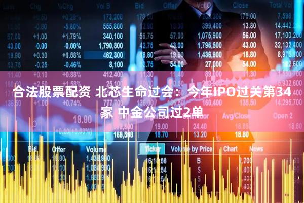 合法股票配资 北芯生命过会：今年IPO过关第34家 中金公司过2单